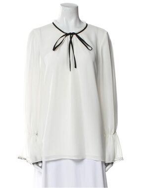 Karl Lagerfeld White Blouse with Black Tie Neck